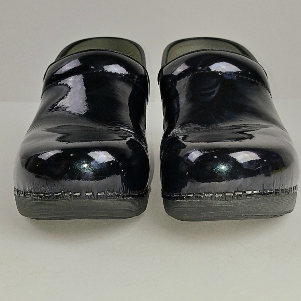 Dansko XP 2.0 Leather Shiny Black Blue Floral Print Professional Comfort Clog - Picture 5 of 16